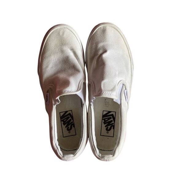Vans unisex, white classic canvas slip on sneakers M/5W/6.5. - Picture 3 of 6